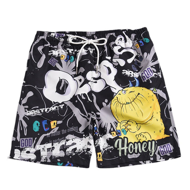 Men's beach pants loose casual cartoon printed shorts
