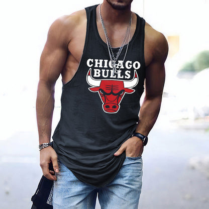 Bulls Alphabet Graphic Print Athleisure Men's Tank Top