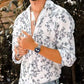Lapel Digital Printing Casual Long Sleeve Flower Shirt for Men