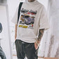 Racing Letter Graphics Casual Loose Short Sleeve Men's T-Shirt