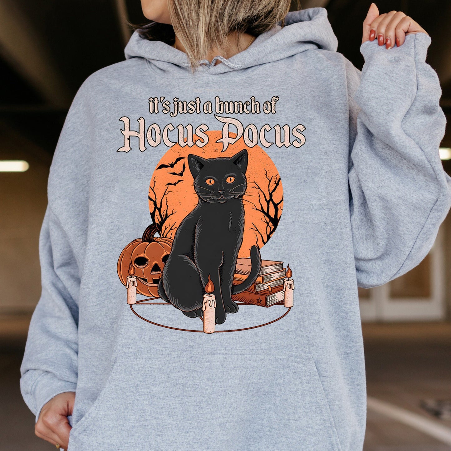 Halloween Cat Graphic Ladies Hoodie Sweatshirt