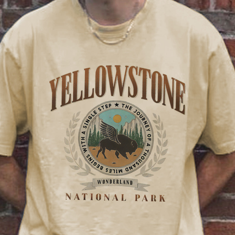 Yellowstone Alphabet Graphic Print Loose Casual Men's T-Shirt