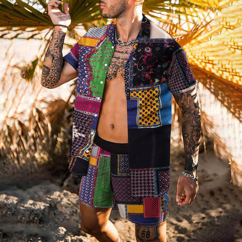 Hawaii Vacation Fashion Casual Print Two-piece Suit