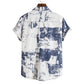 Cotton And Linen Printed Pocket Button-down Shirt