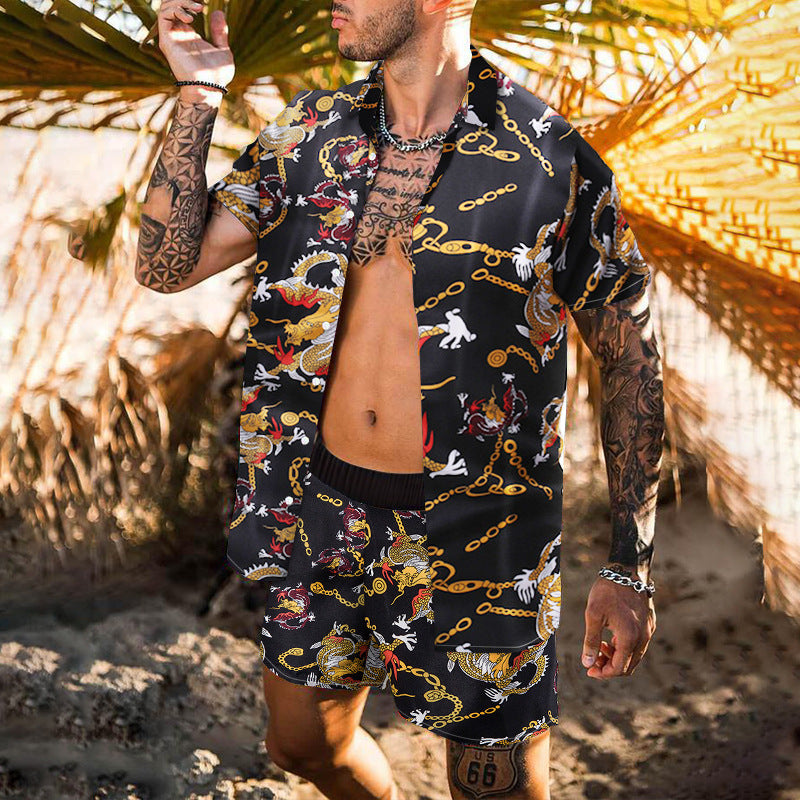 Digital Printing Casual Vacation Two-piece Suit