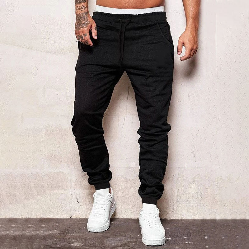 Clearance-Casual printed solid sweatpants
