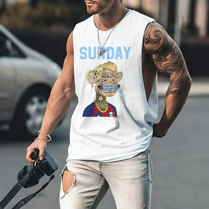 Sunday Alphabet Graphic Print Men's Tank Top