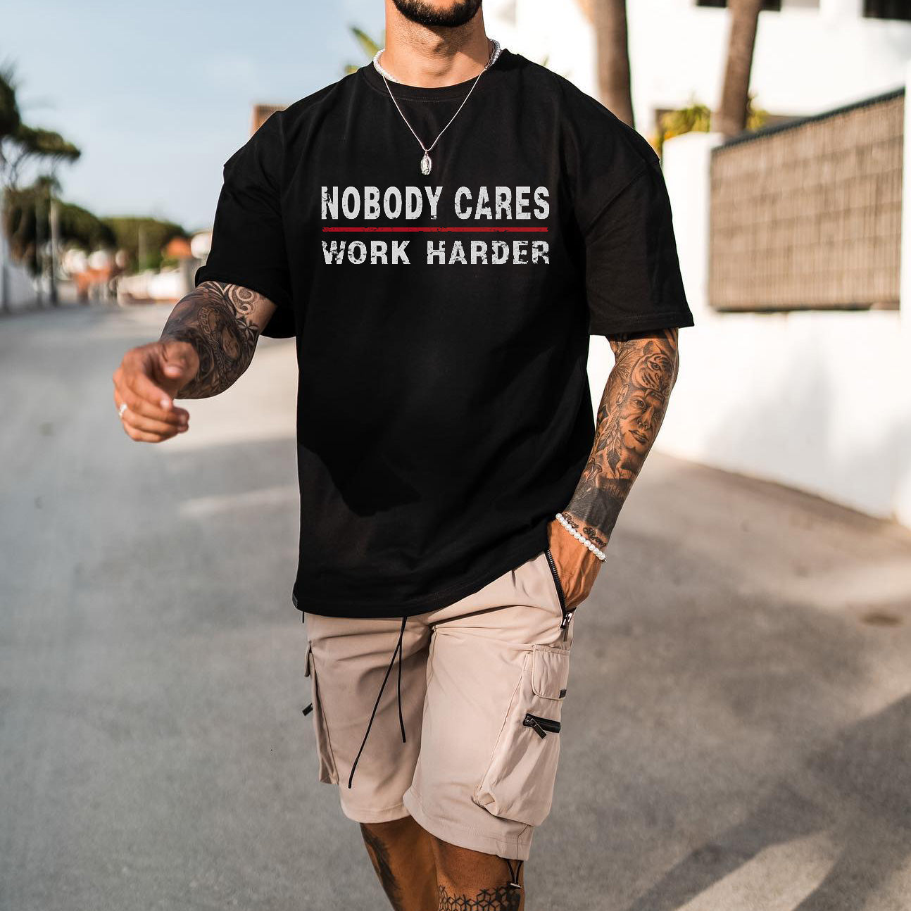 "Nobody Cares, Work Harder" Men's Casual T-Shirts