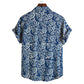 Cotton And Linen Printed Pocket Button-down Shirt