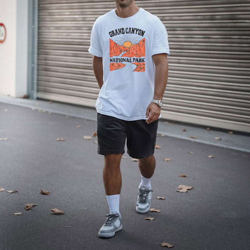 Grand Canyon Graphic Print Loose Men's T-Shirt