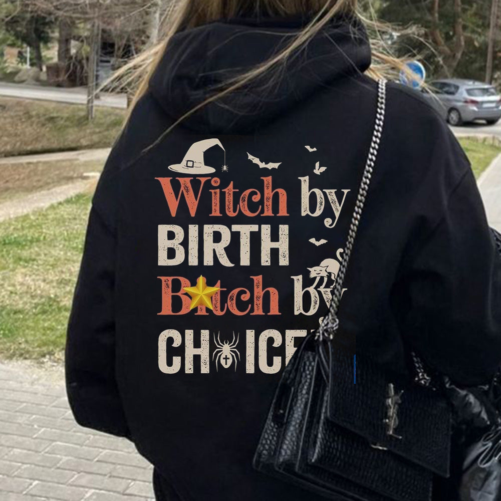 Halloween Witch Graphic Hooded Women's Sweatshirt