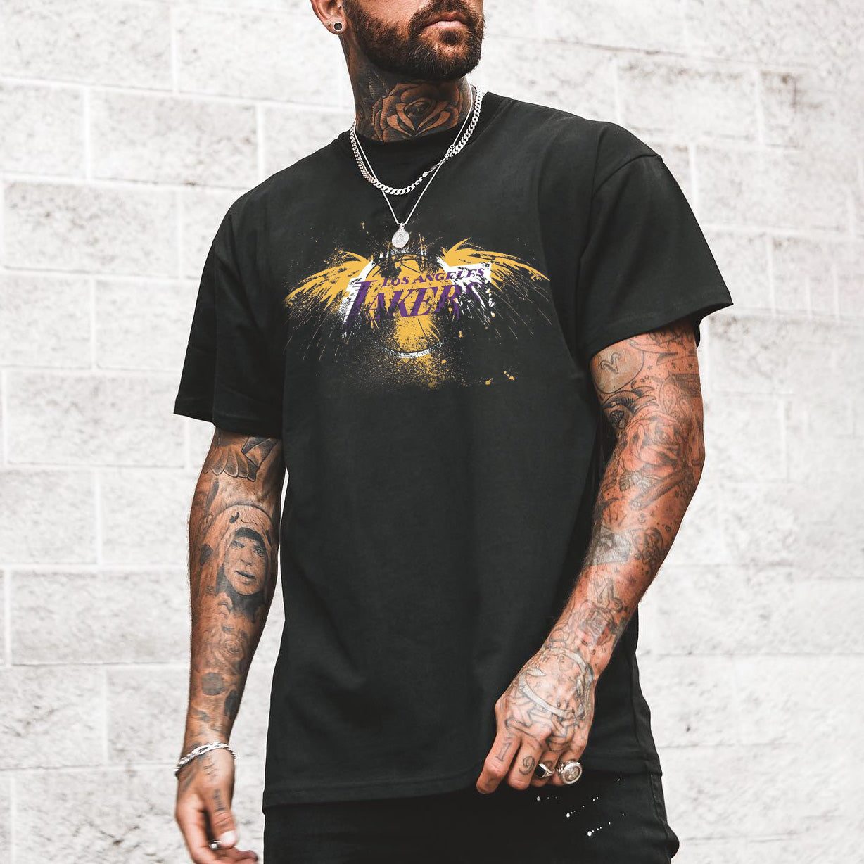 Lakers Alphabet Graphic Print Athleisure Men's T-Shirt