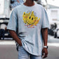 Smiley Graphic Print Casual Loose Men's Short Sleeve T-Shirt