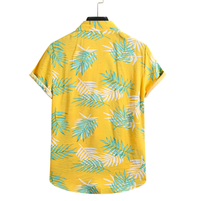 Hawaiian Beach Resort Style Leaf Print Shirt