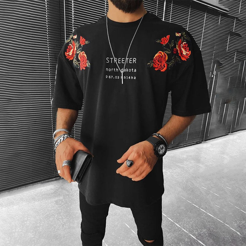 Solid Color Printing Casual T-shirt