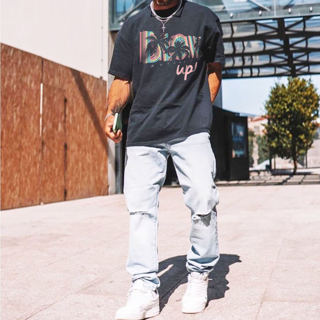 Casual Beach Vacation Graphic Print Crew Neck Men's T-Shirt