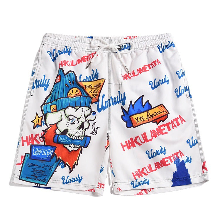 Men's beach pants loose casual cartoon printed shorts