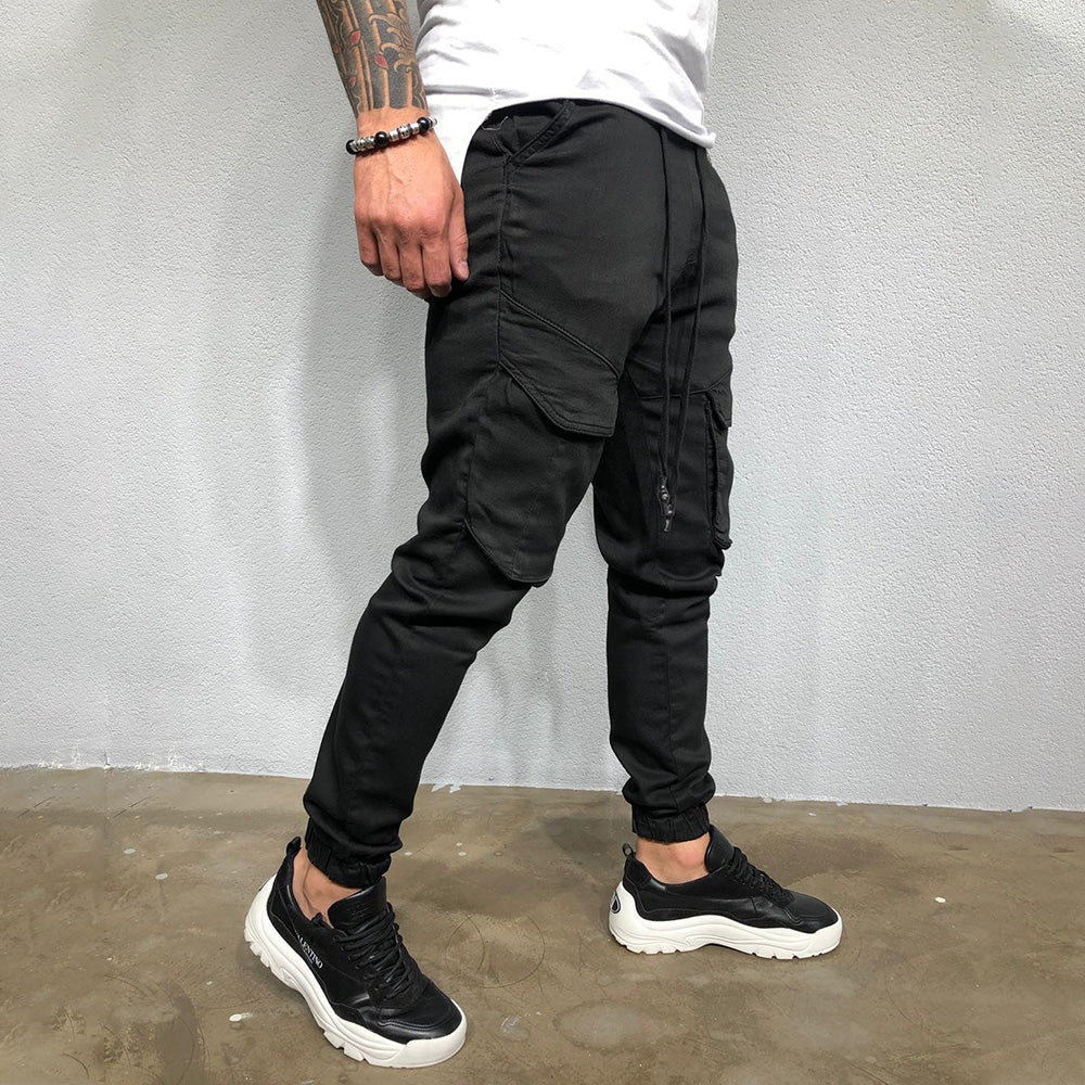 Statement Casual Pocket Lace-Up Panel Sports Cargo Pants Trousers