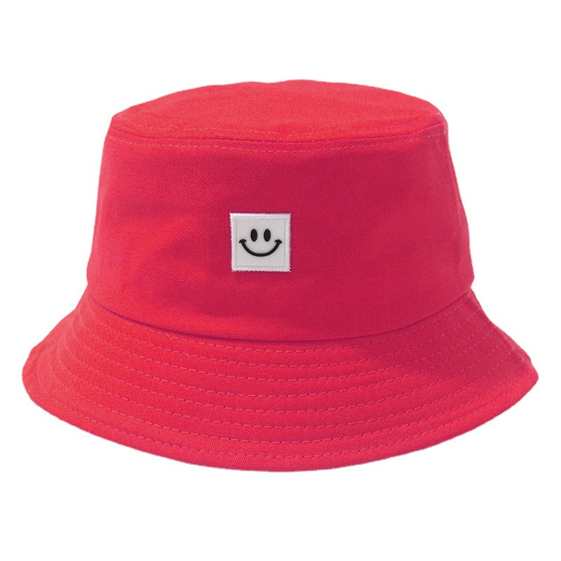 Embroidered Smiley Contrast Casual Bucket Hat