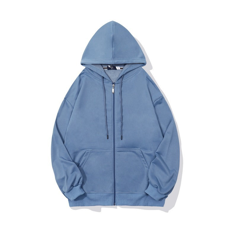 Men's Classic Streetwear Solid Color Zip Up Hoodies 300g