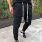 Statement Casual Pocket Lace-Up Panel Sports Cargo Pants Trousers