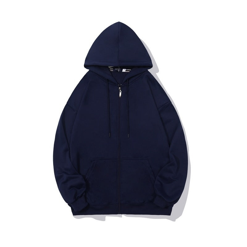 Men's Classic Streetwear Solid Color Zip Up Hoodies 300g