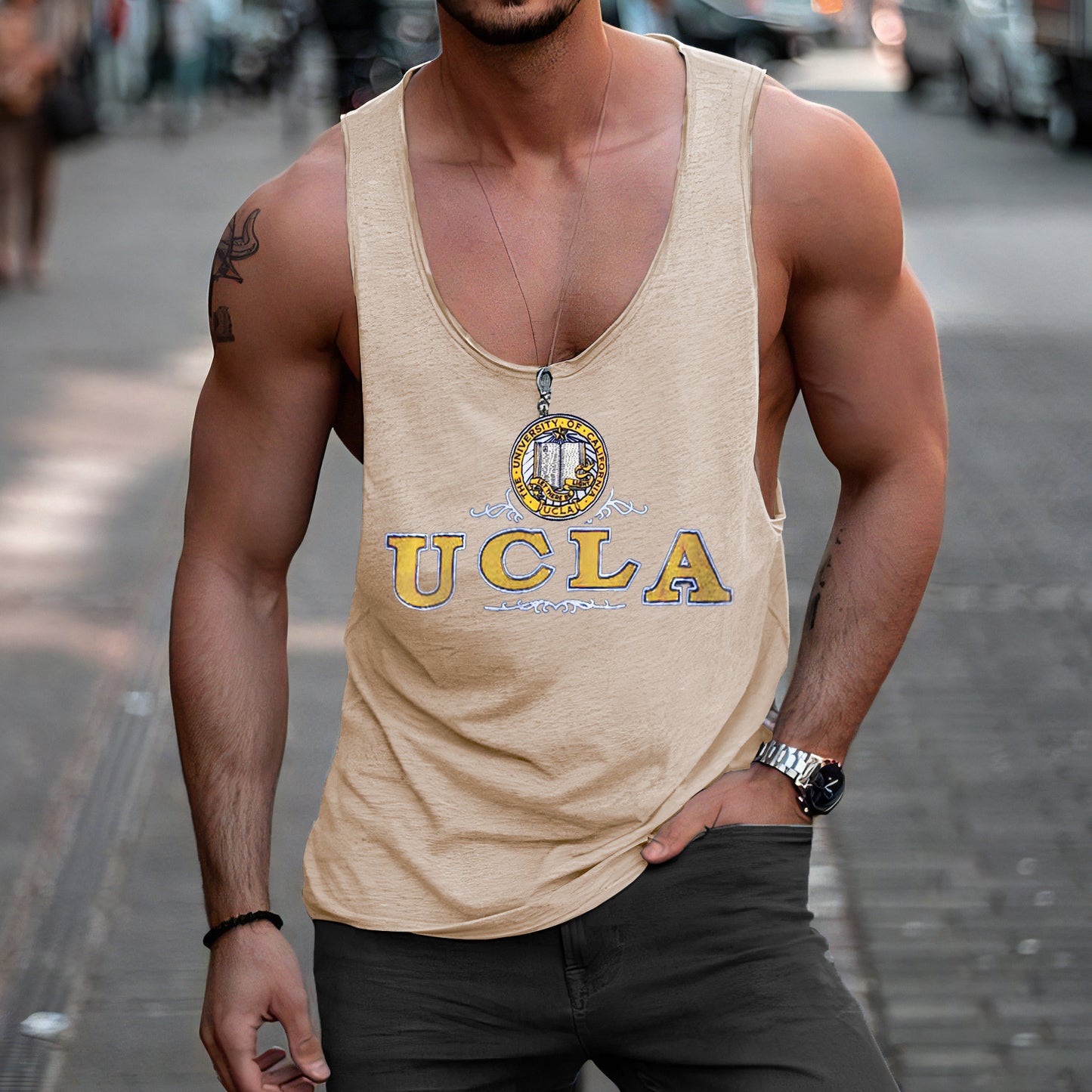 UCLA Graphic Print Sports Crew Neck Casual Tank Top