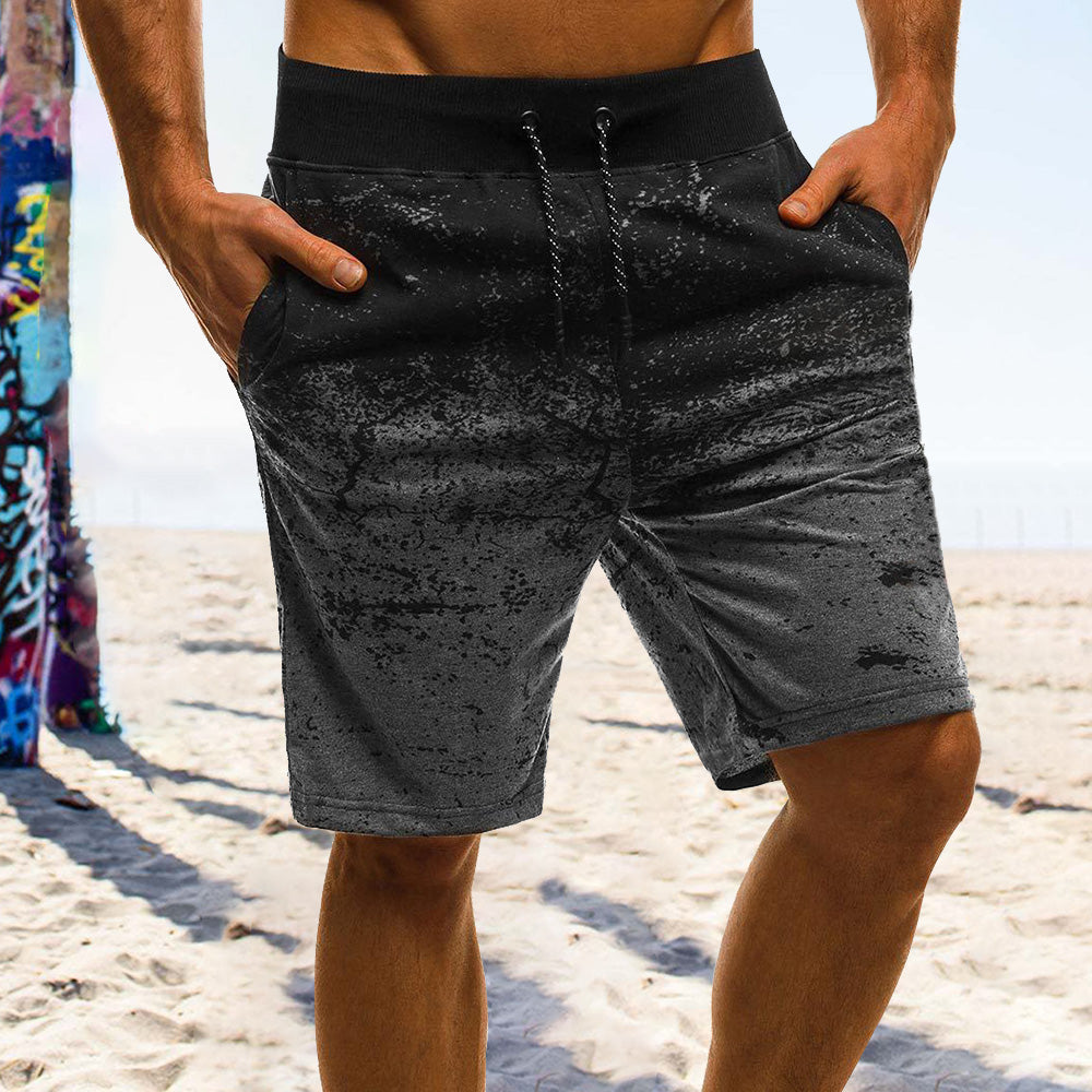 Gradient Print Casual Beach Vacation Men's Shorts