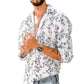 Lapel Digital Printing Casual Long Sleeve Flower Shirt for Men