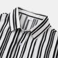 Fashion Stripe Print Lapel Button Short Sleeve Shirt