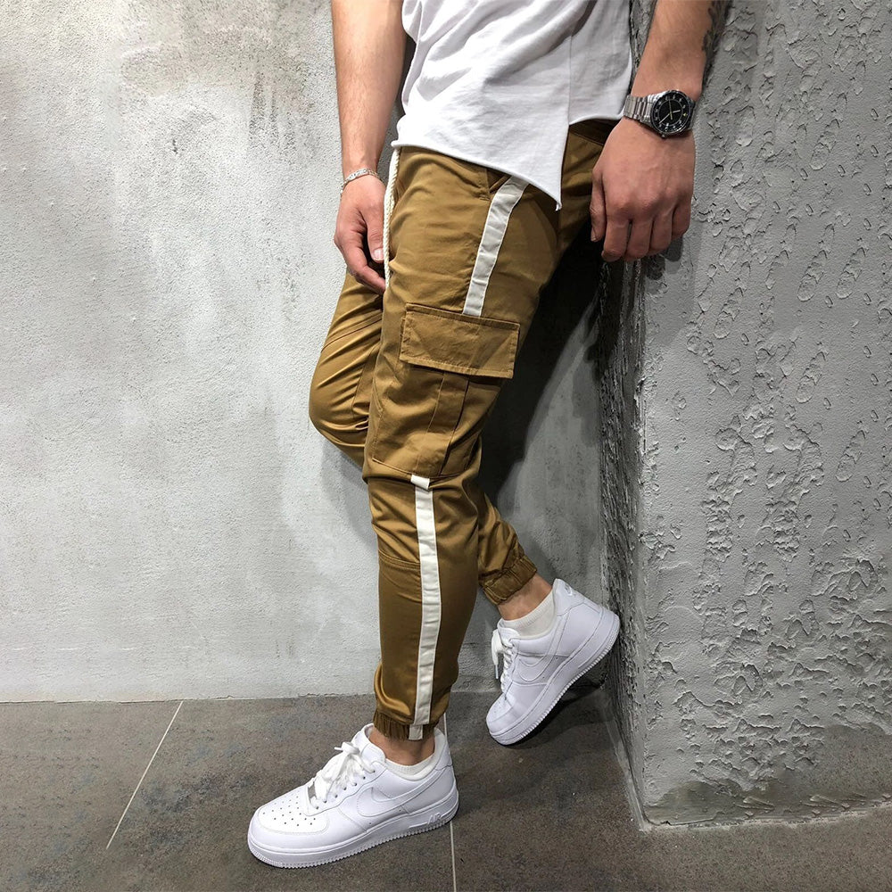 Sports Personality Casual Stitching Multi-pocket Overalls Trousers