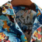 Cotton And Linen Printed Pocket Button-down Shirt