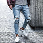 Wool Ripped Patch Denim Pants