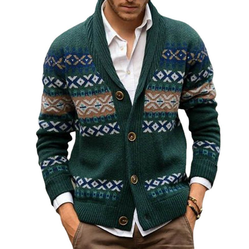 Men's Vintage Ethnic Lapel Knitwear Cardigan Jacket