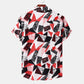Fashion Personality Pattern Lapel Button Short Sleeve Shirt