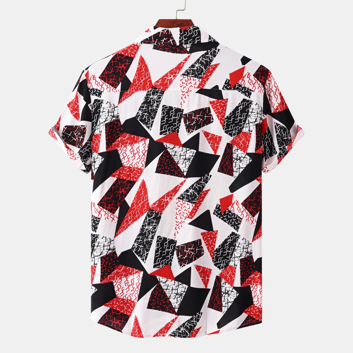 Fashion Personality Pattern Lapel Button Short Sleeve Shirt
