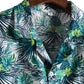Cotton And Linen Printed Pocket Button-down Shirt