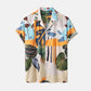 Casual Loose Beachwear Leaf Print Short Sleeve Shorts Hawaiian Vacation Two-Piece Set