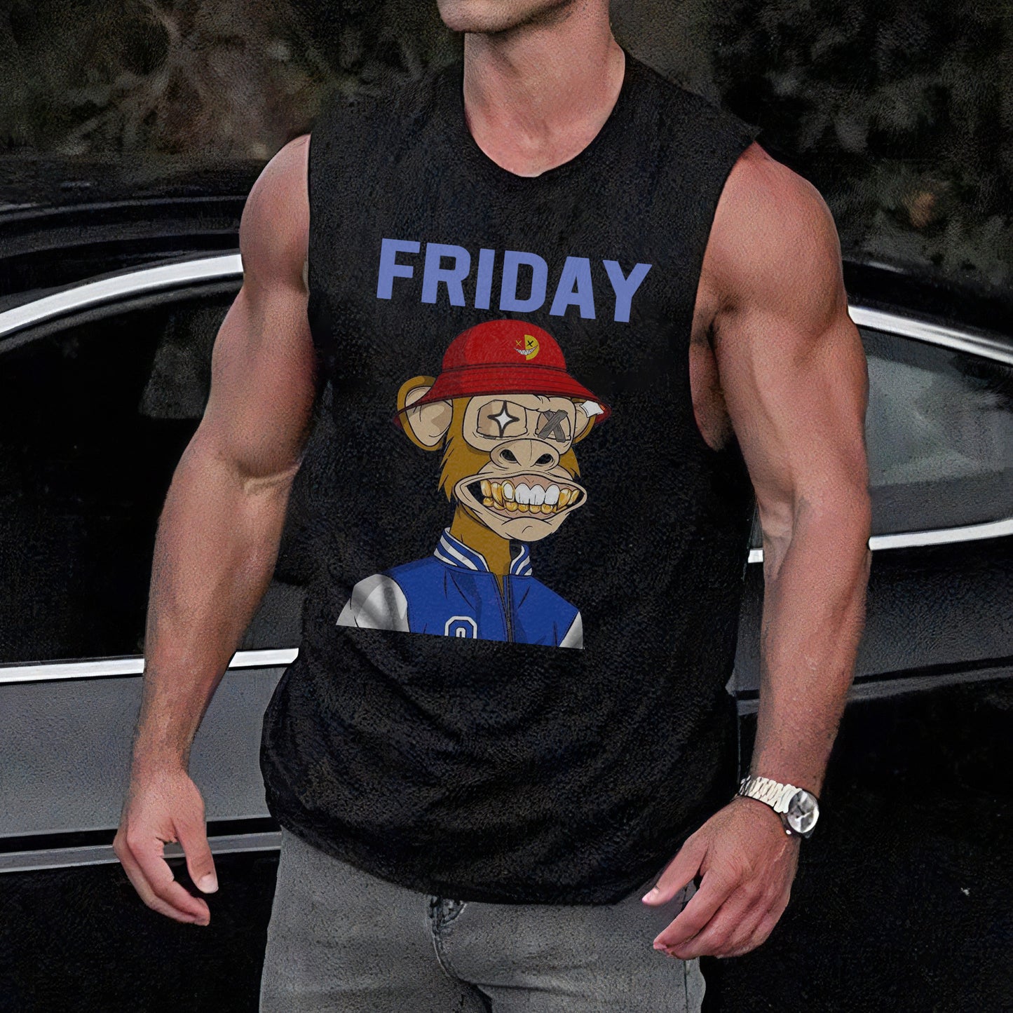 Friday Alphabet Graphic Print Men's Tank Top