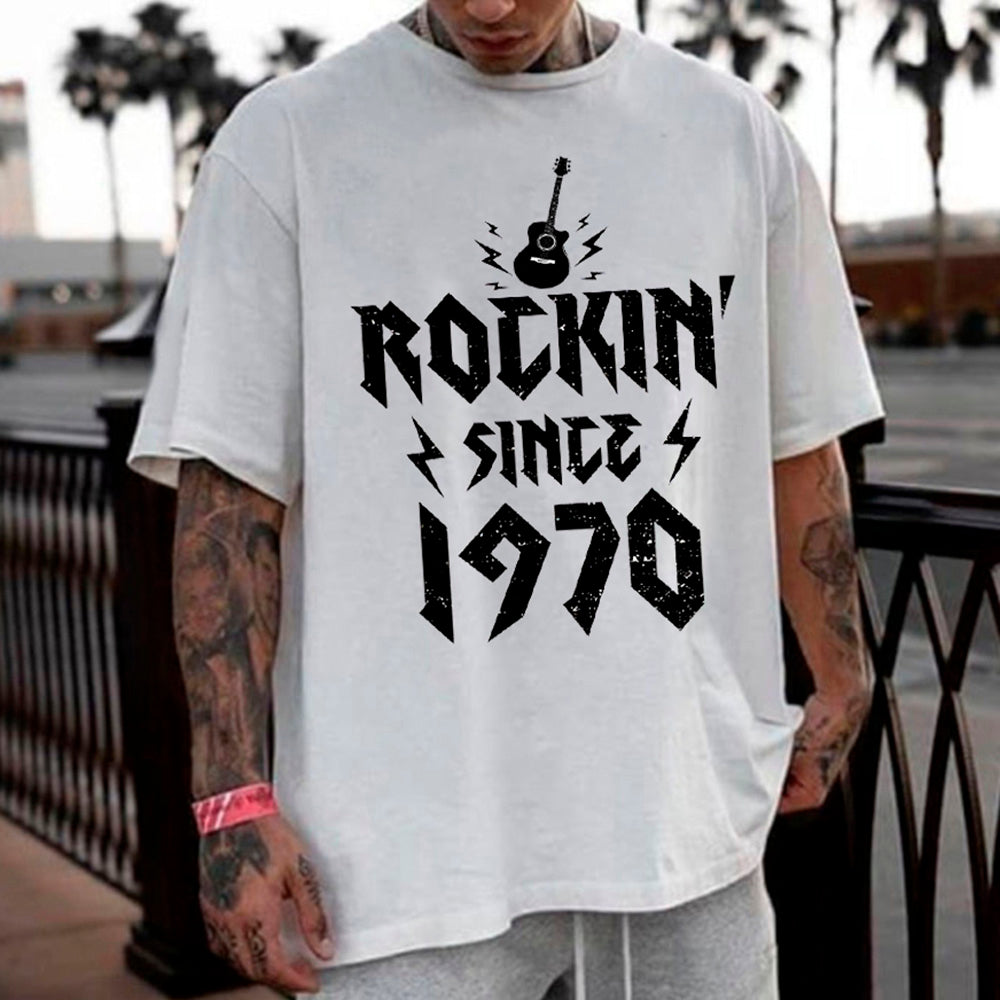 Rock Music Graphic Print Statement Casual Men's T-Shirt