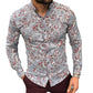 Men's Cotton Linen Print Loose Long Sleeve Casual Shirt