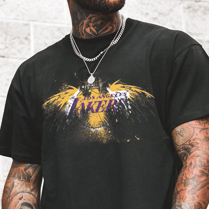 Lakers Alphabet Graphic Print Athleisure Men's T-Shirt