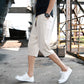 Casual Plain Men's Cotton Linen 7 Points Shorts