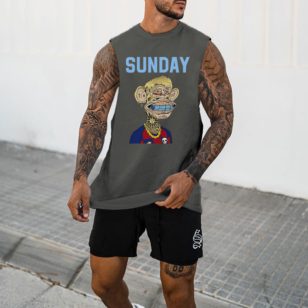 Sunday Alphabet Graphic Print Men's Tank Top
