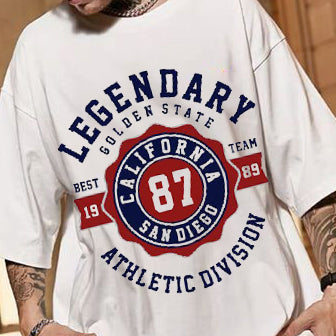 Round Neck Letter Graphic Print Short Sleeve Loose Casual T-Shirt