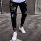 Wool Ripped Patch Denim Pants