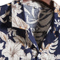 Cotton And Linen Printed Pocket Button-down Shirt