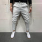 Small footed casual trousers lace up striped trousers