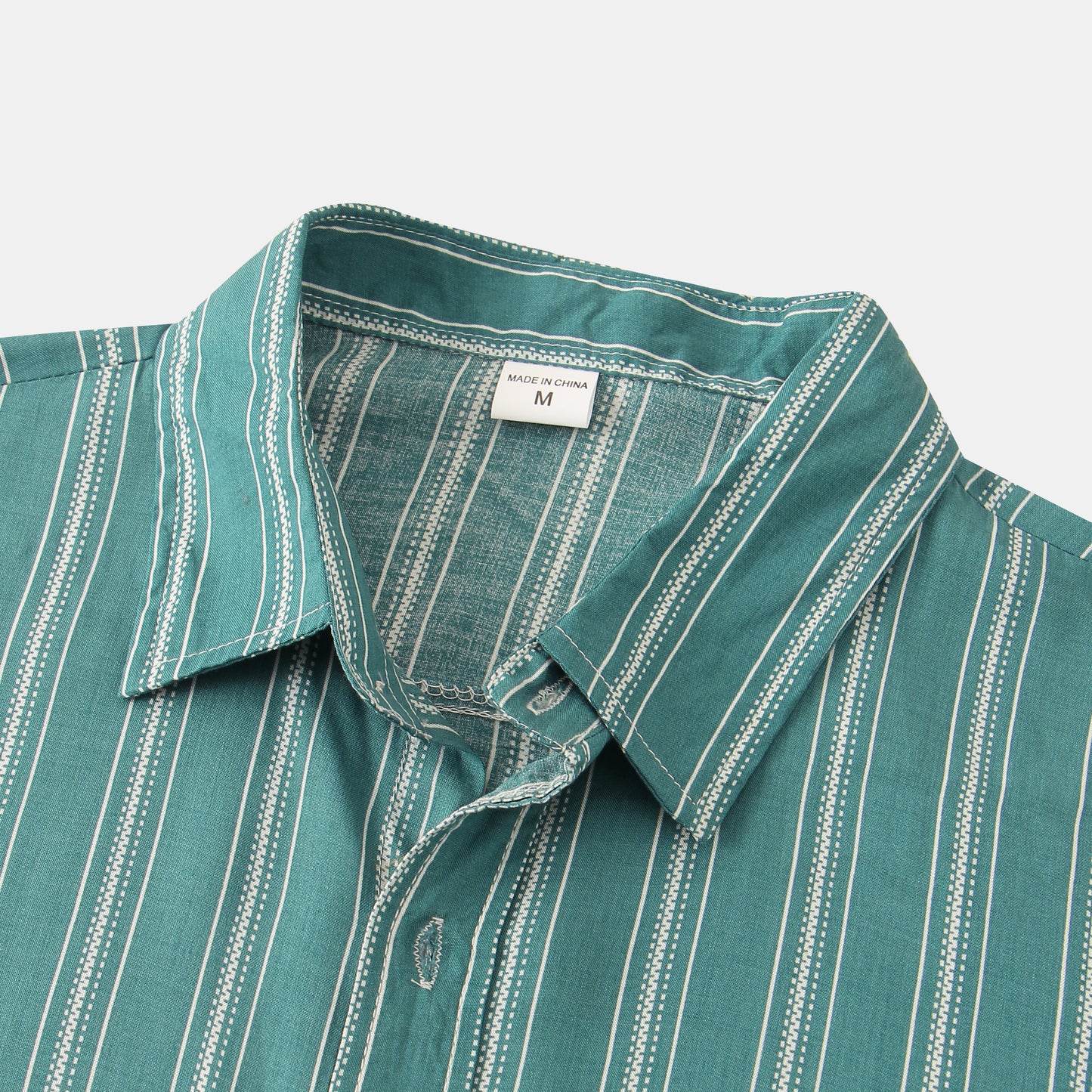 Fashion Stripe Print Lapel Button Short Sleeve Shirt