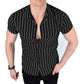 Double Stripe Muscle Casual Short Sleeve Shirt